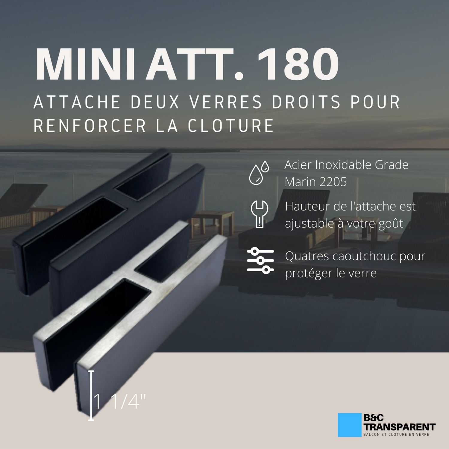 Attache 180° - RAMPE EN VERRE