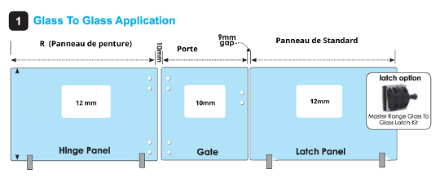 Panneau de Porte 34",40",46" Haut - RAMPE EN VERRE